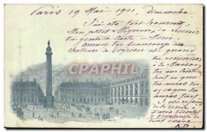 Old Postcard Paris Place Vendome