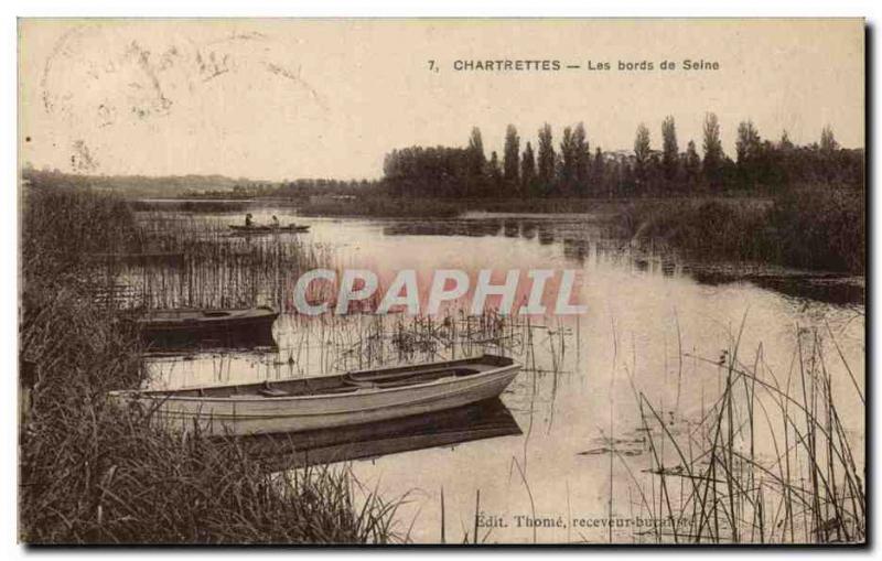 Old Postcard Chartrettes the Seine River Boat