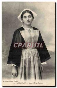Morbihan Postcard Old Girl Valves (folklore headdress)