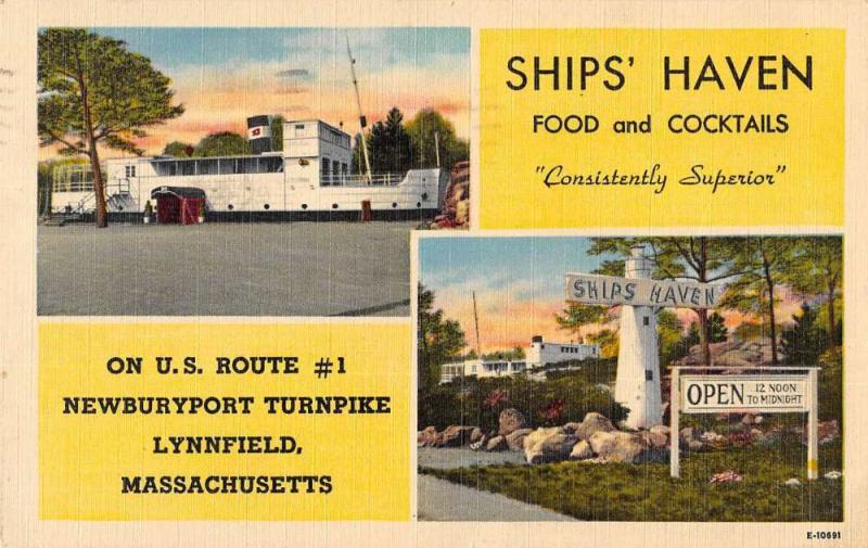 Lynnfield Massachusetts Ships' Haven food cocktails linen antique pc ZA440537