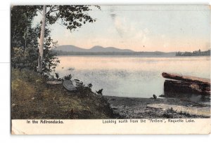 Adirondacks New York NY Postcard 1909 Raquette Lake Looking North From Antlers