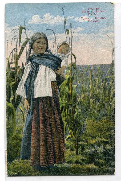 Indian Mother & Baby Mexico 1935 postcard