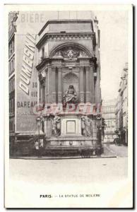 Paris Old Postcard The statue of Moliere