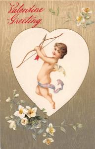 D80/ Valentine's Day Love Holiday Postcard c1910 Cupid Arow Heart 19