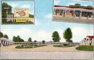 Linen Postcard Butler's Motor Court US Highway 17 in Jacksonboro South Carolina