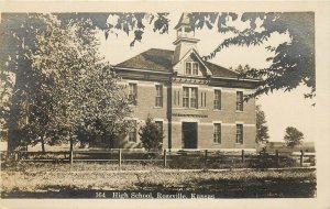 RPPC Postcard 164. Rossville KS High School, Shawnee County, ML Zercher Unposted