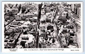 RPPC CASABLANCA Boul d de la Gare etrue de l'Horlage MOROCCO Postcard