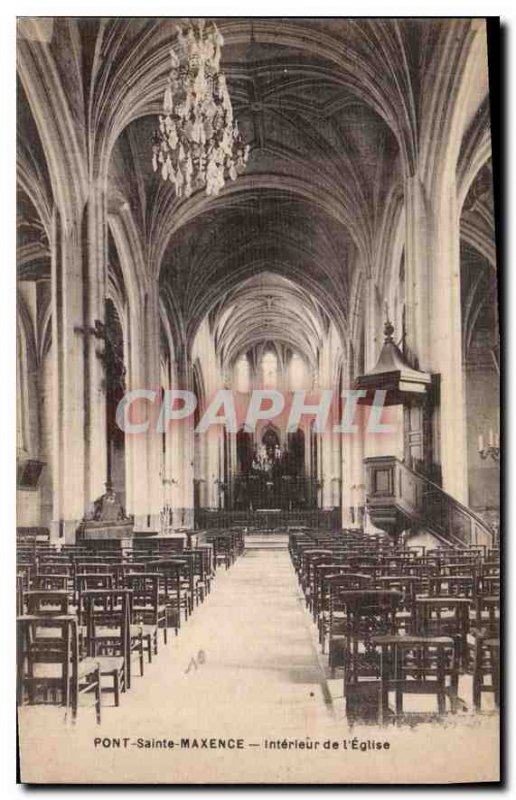 Old Postcard Pont Sainte Maxence Interior of the Church