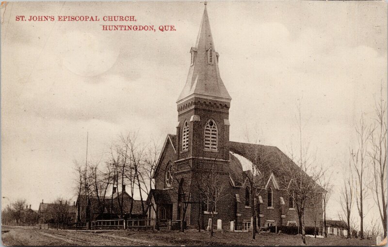 St. John's Episcopal Church Huntingdon QC Quebec 1927 Duplex Cancel Postcard H14 