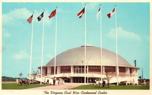 Vintage Postcard 1920's The Virginia Civil War Centennial Center Building Flags