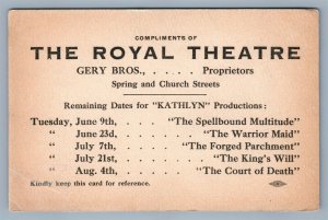 THEATRE ACTRESS KATHLYN WILLIAMS ANTIQUE ADVERTISING POSTCARD