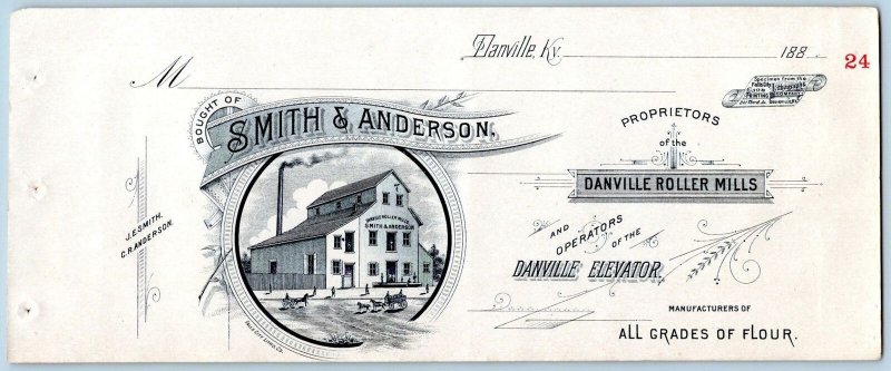 1880's SMITH & ANDERSON DANVILLE FLOUR ROLLER MILLS*FALLS CITY LITHO SPECIMEN