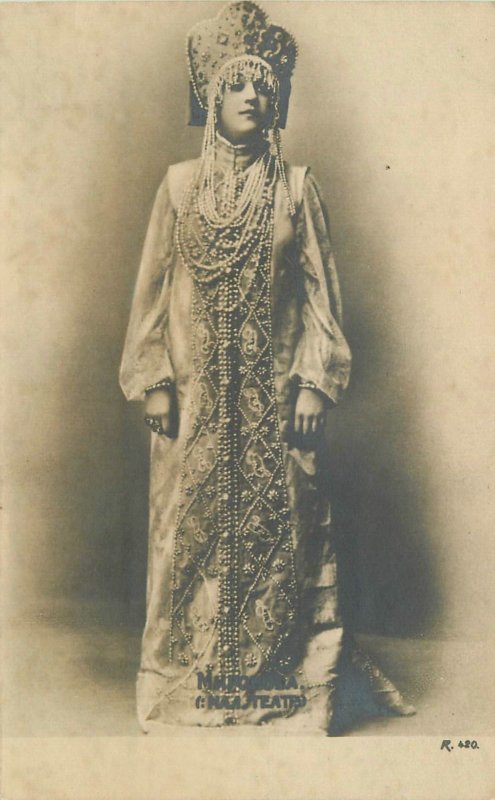Postcard RPPC Photo C-1910 Woman Fancy Fashion Stage Actress 23-529
