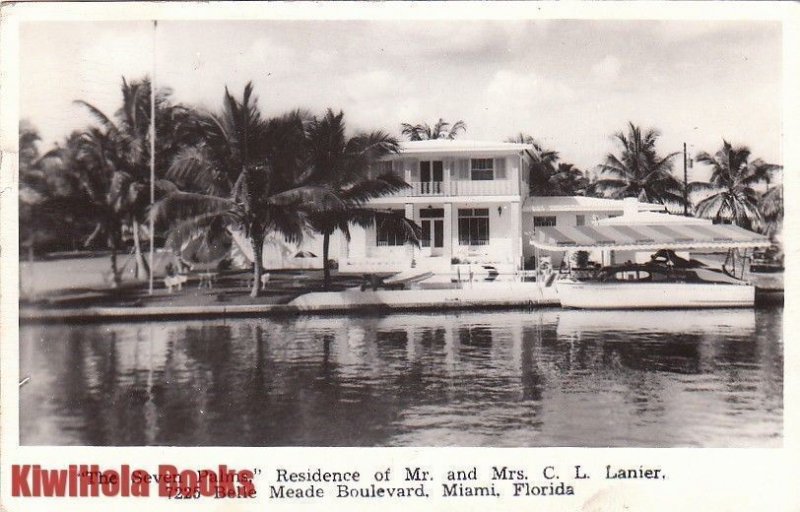 Postcard RPPC Seven Palms Residence Mr + Mrs Lanier Miami FL