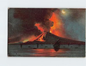 Postcard Mount Vesuvius, Italy
