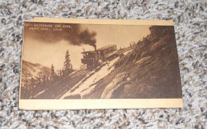 Antique Ascending Cog Road Railroad Pikes Peak CO Colorado Postcard (G17)