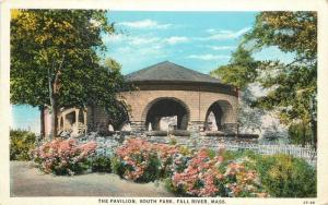 American 1936 FALLS RIVER MASSACHUSETTS Pavilion South Park Teich postcard 4842
