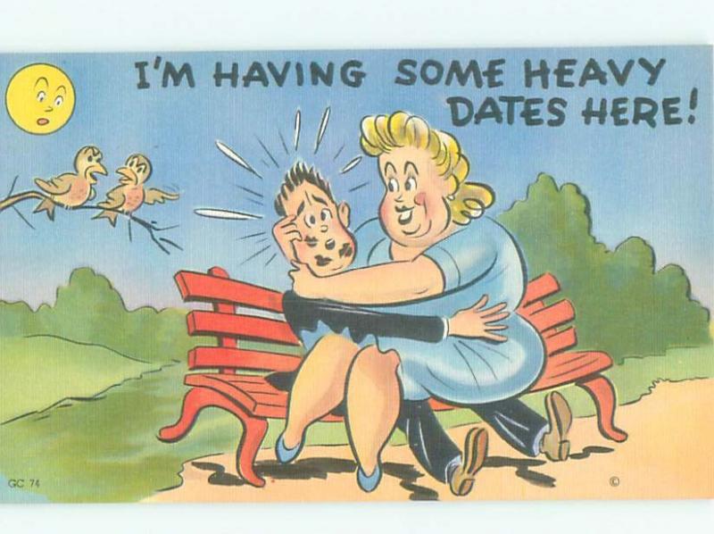 Linen Comic CHUBBY FAT WOMAN SMOTHERS SKINNY BOYFRIEND AC6956