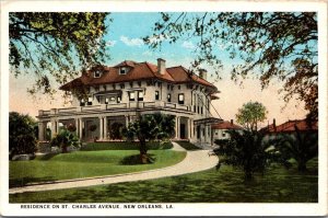 Residence on St. Charles Avenue, New Orleans LA Vintage Postcard S60