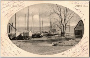 Winter View of Boats Ashore, Noank CT c1906 UDB Vintage Postcard W24