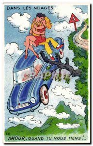 Humor - Illustration - cloud - couples - Old Postcard
