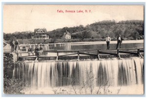 1912 Crowd Viewing Scene Falls Kenoza Lake New York NY Antique Posted Postcard