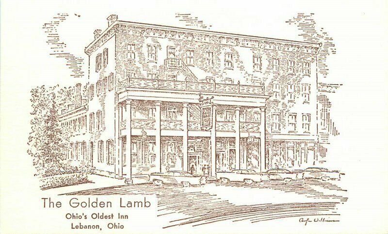 Ohio Lebanon Golden Lamb Inn Artist impression Lahke roadside Postcard 22-2063