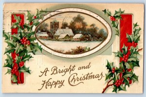 1909 Christmas Houses Snow Winter Scene Clapsaddle Chicago IL Antique Postcard