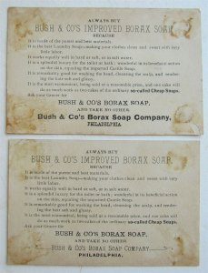 PHILADELPHIA PA BORAX SOAP SET OF 2 ANTIQUE VICTORIAN TRADE CARDS