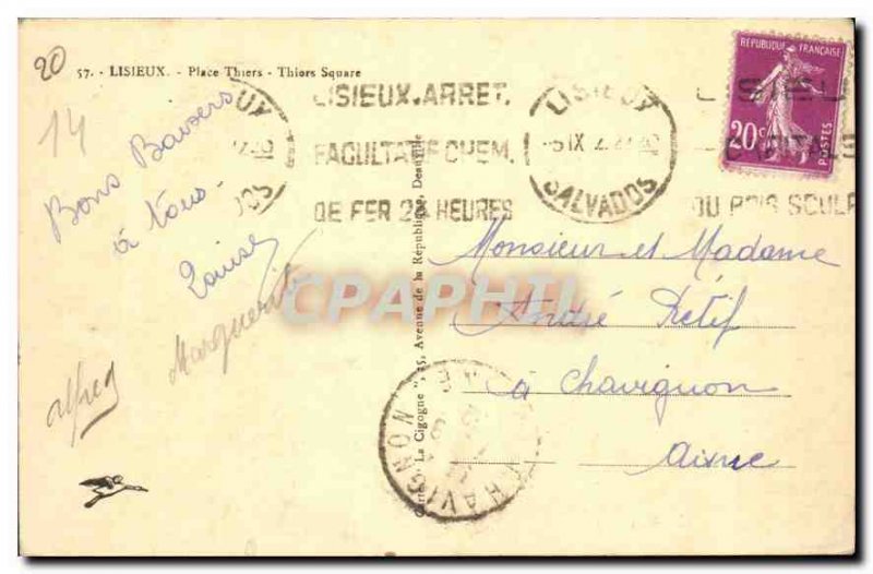 Old Postcard Lisieux Place Thiers