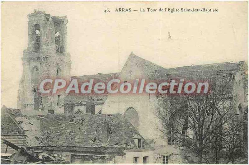 Old Postcard Arras The Tower of the Church of Saint John the Baptist