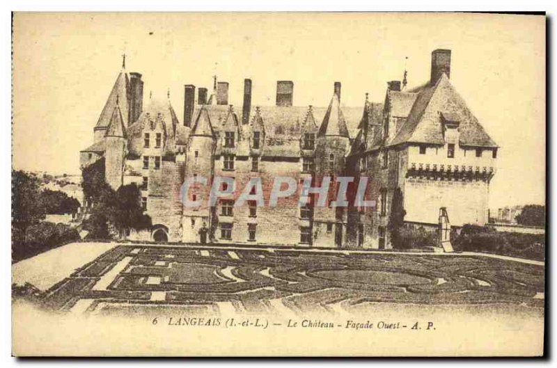 Postcard Old Chateau Langeais Facade West