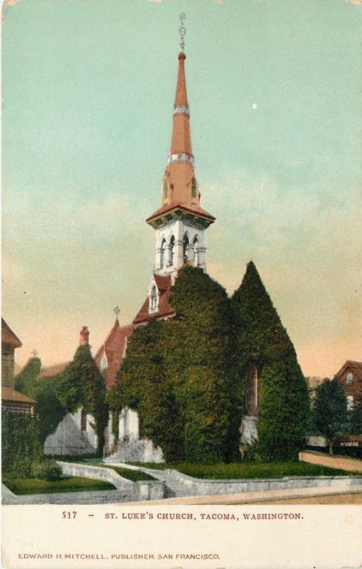 Tacoma Washington~St Luke's Church~Tall Spire~Ivy Covered~Homes~1905 EH Mitchell