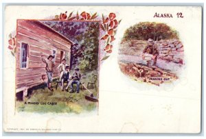 c1905's A Miners Log Cabin People Scene Unposted American Souvenir Card Postcard