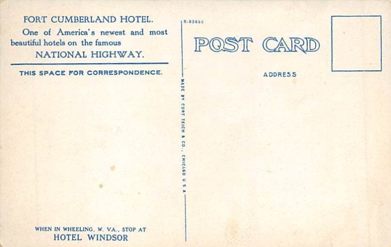 Fort Cumberland Hotel Cumberland, Maryland MD s 