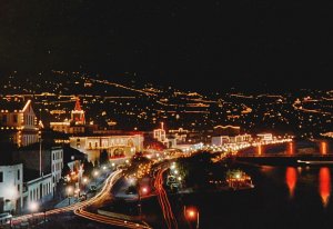 Vintage Postcard Madeira Fireworks Diaplay  Night S. Silvestre Funchal Portugal