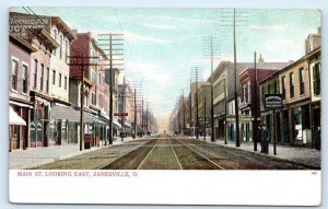 ZANESVILLE, OH Ohio ~ MAIN STREET SCENE c1900s Muskingum County Postcard