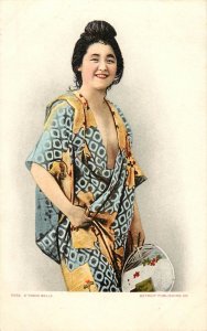 Postcard Japanese Woman a Tokyo Belle Detroit Publishing 9292 Partly Open Kimono