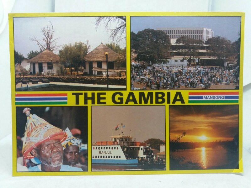 Vintage Multiview Postcard The Gambia Tendaba Camp Maccarthy Square Banjul Ferry