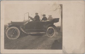 RPPC Postcard Antique Car With People Driving c. 1900s