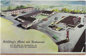 Schilling's Motel and Restaurant Covington Kentucky Mailed 1968