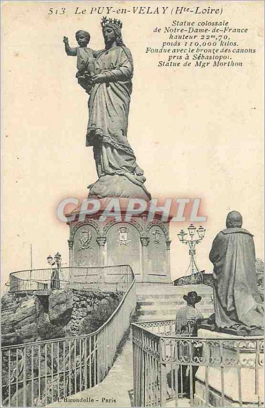 Old Postcard Le Puy en Velay (Haute Loire) Colossal Statue of Our Lady of Fra...