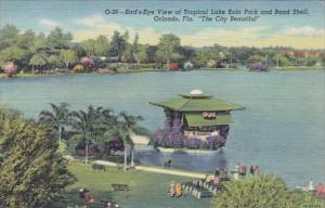 Florida Orlando Birds Eye View Of Lake Eola Park and Band Shell Curteich