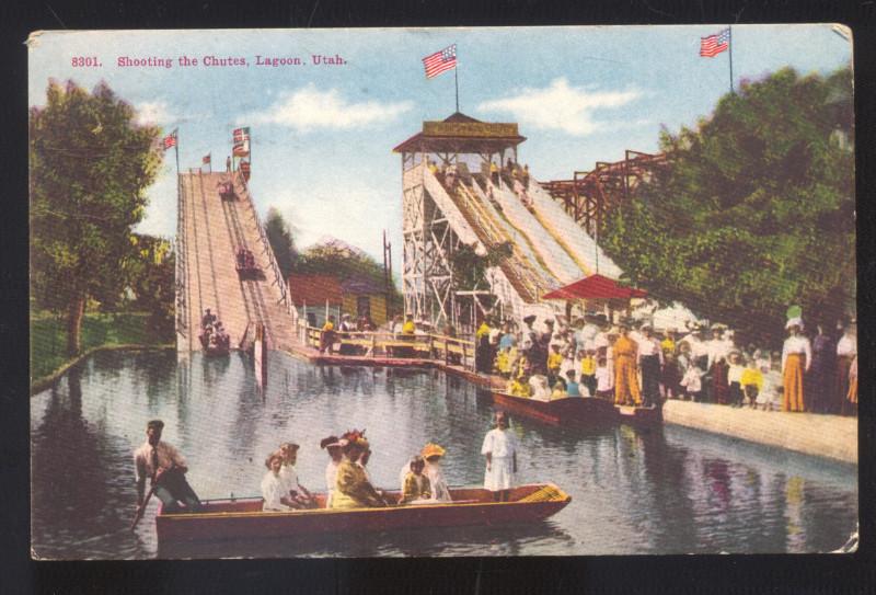 LAGOON UTAH SHOOTING THE CHUTES AMUSEMENT PARK VINTAGE POSTCARD