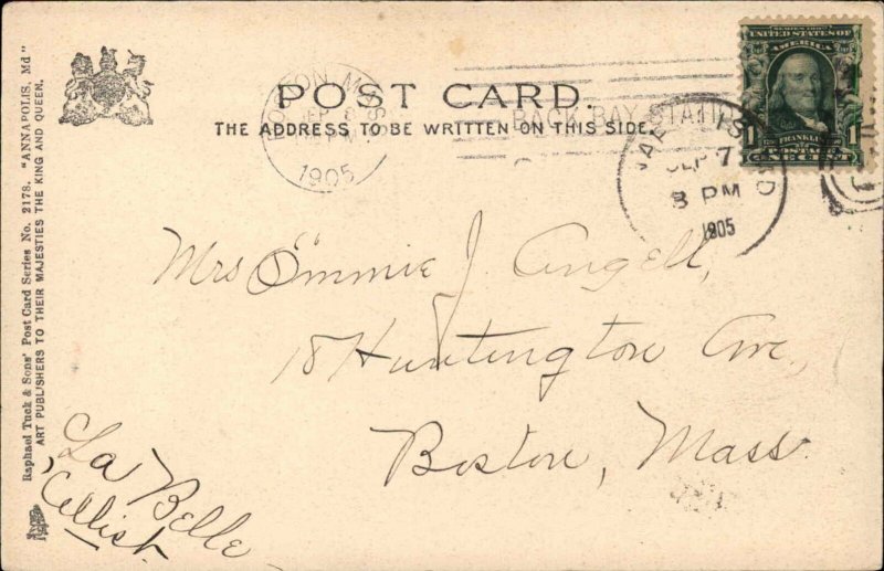 Annapolis Maryland MD Naval Academy Tuck 1900s-10s Postcard