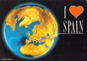 I Love Spain World Globe Map Astronomy Style Aerial Postcard