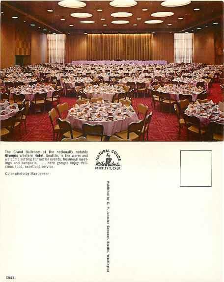 Grand Ballroom, Olympic Western Hotel, Seattle, Washington, Pre-zip Code Chrome