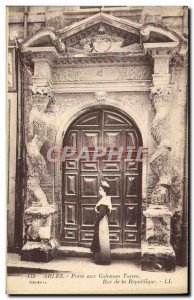 Old Postcard Arles Gate in Columns Torsos Rue de la Republique