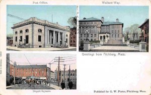 Greetings from Fitchburg PO Wallace Way Depot Square Massachusetts postcard