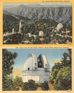 CA California MOUNT WILSON OBSERVATORY Aerial & Hooker Dome TWO c1940s Postcards